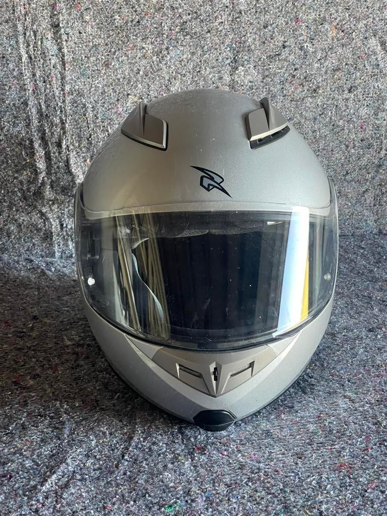 Motorhelm RXA systeemhelm zilver – met vizier – goede staat, Motoren, M, Systeemhelm, Heren, Tweedehands