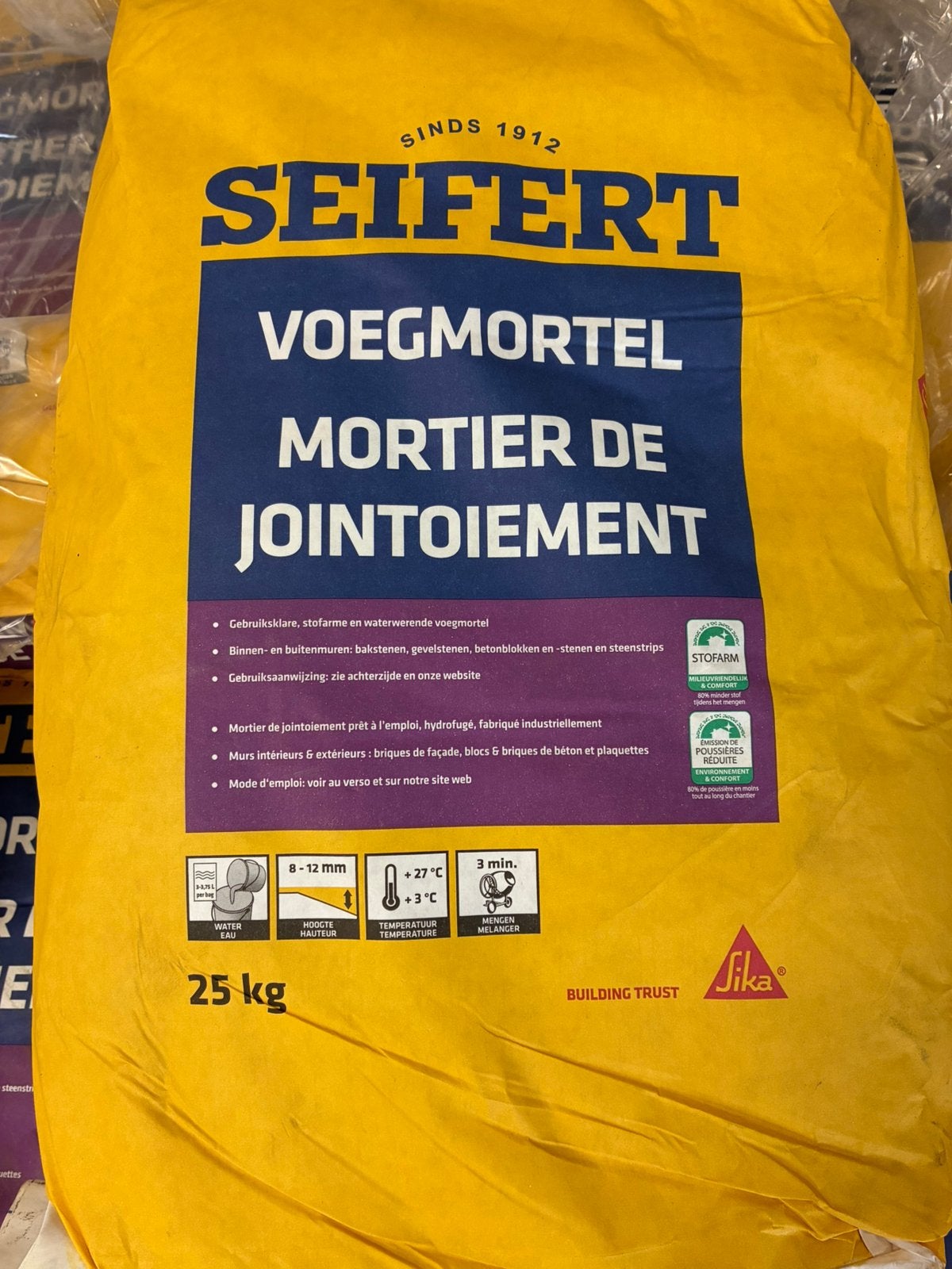 Lot Seifert voegmortel 53 x 25 kg, Bricolage & Construction, Enlèvement, Neuf