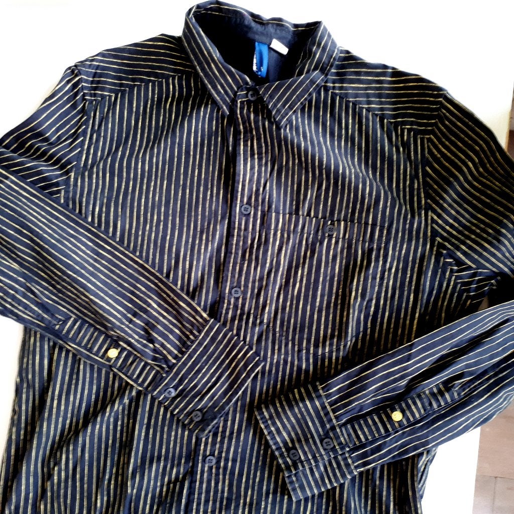 overhemd zwart + gelijnd / Large, Vêtements | Hommes, Enlèvement ou Envoi, Noir