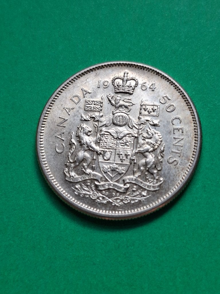 1964 Canada 50 cents in zilver Elizabeth II, Verzenden, Noord-Amerika, Losse munt, Zilver