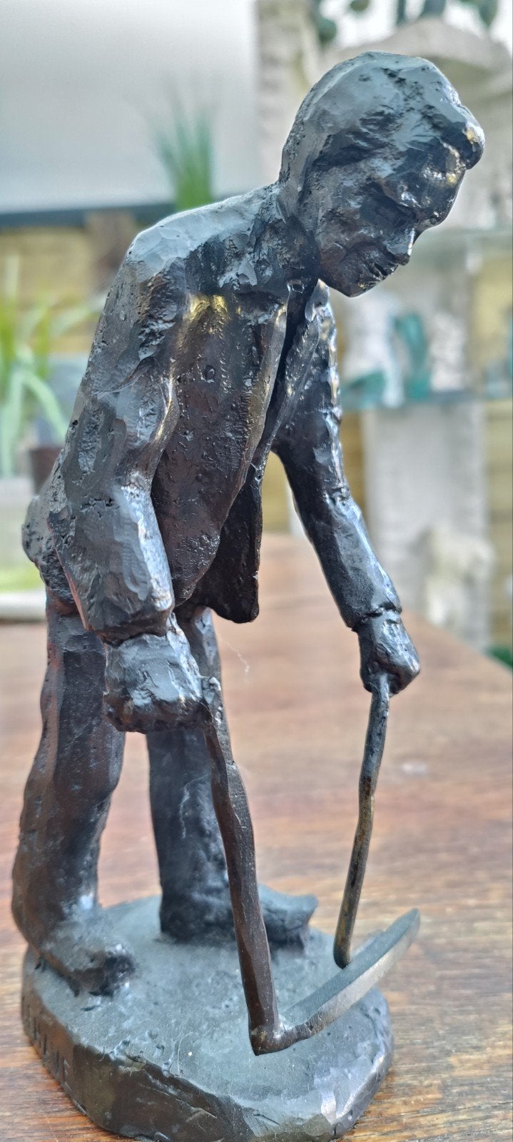 brons Bronze beeld landbouwer boer gesigneerd, Ophalen of Verzenden