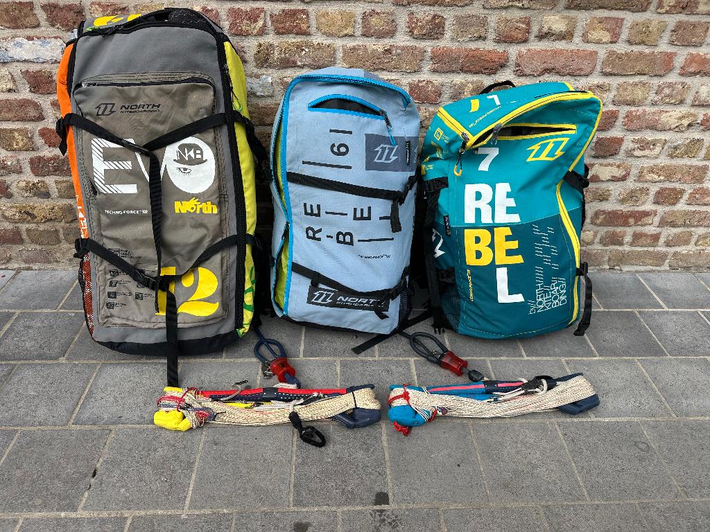 North kite set. 12m EVO 9m Rebel 7m Rebel, Watersport en Boten, Kitesurfen, Gebruikt, Kite, 9 m², Ophalen