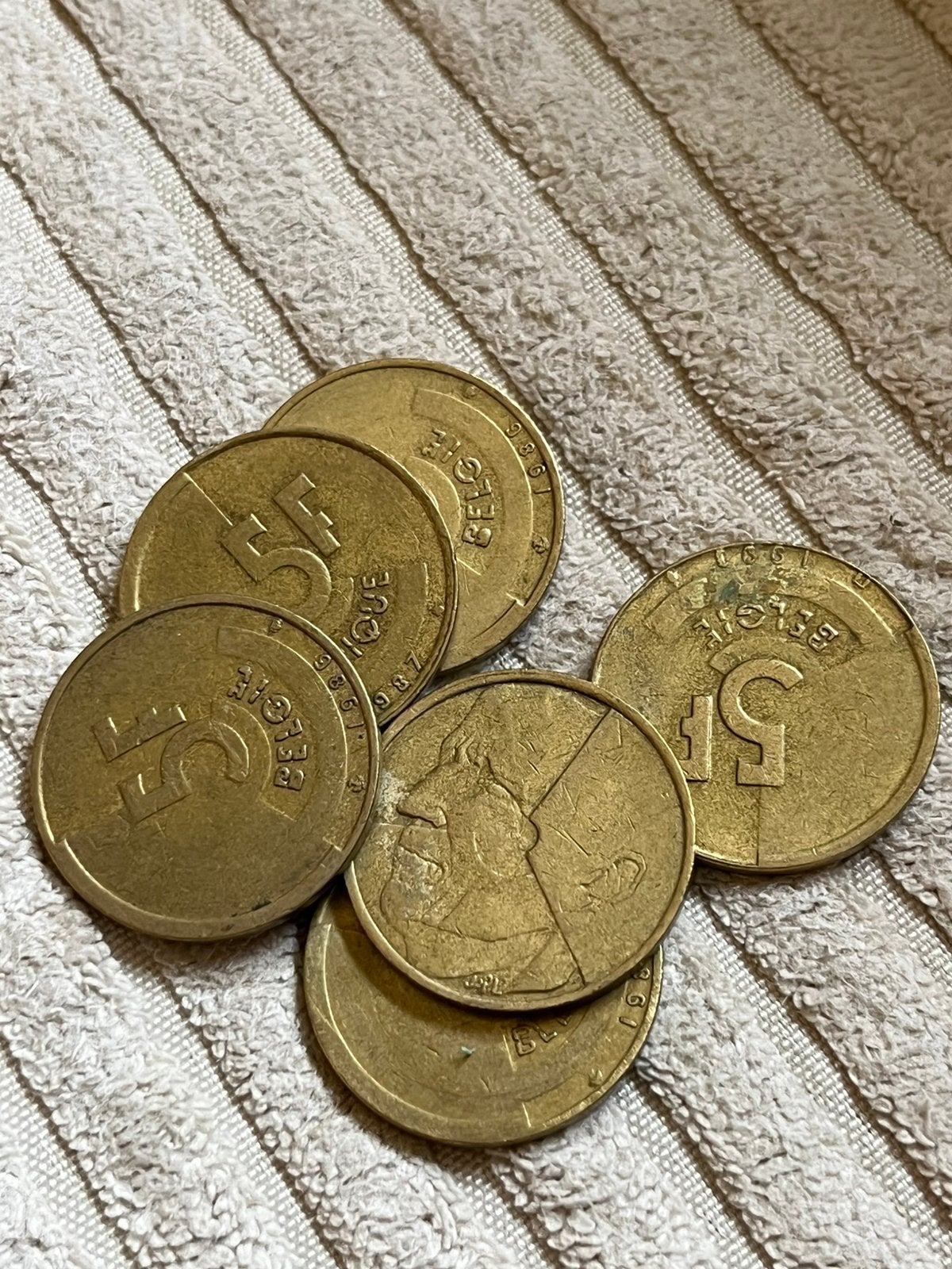 6 pièces de 5 francs belges, Enlèvement ou Envoi, Monnaie en vrac