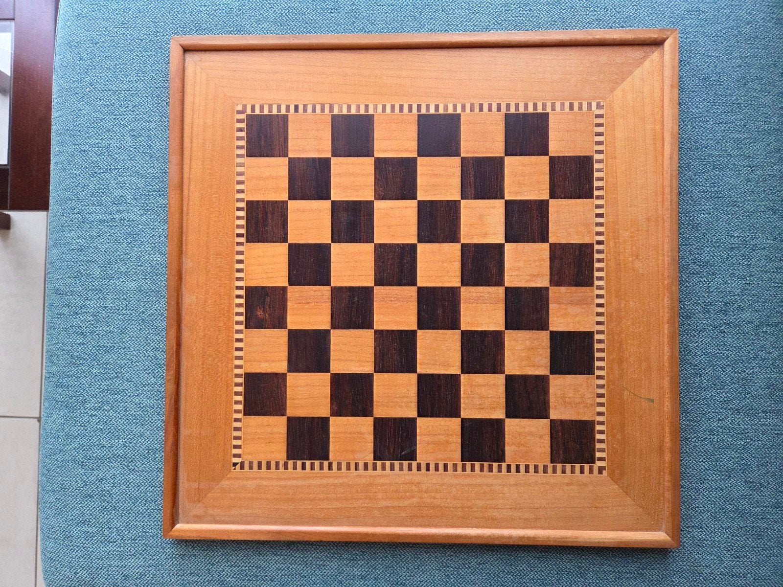 Prachtig marqueterie schaakbord, Verzenden, Gebruikt