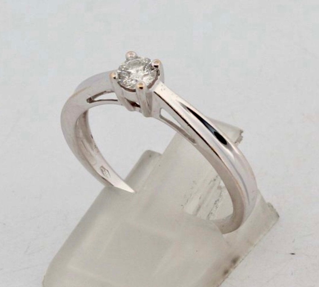 18 karaat witgouden aanzoeksring met natuurlijke diamant!, 18 tot 19, Ophalen of Verzenden, Met edelsteen, Dame