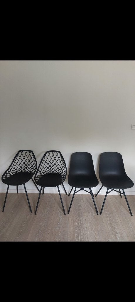 Stoelen zwart, Ophalen, Zwart, Kunststof, Vier