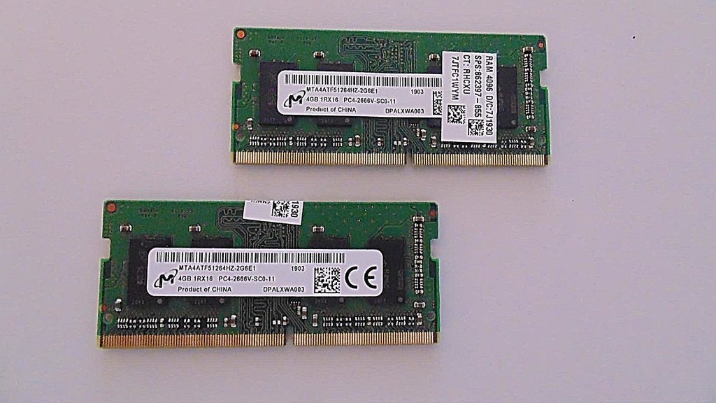 Micron MTA4ATF51264HZ-2G6E1 PC4-2666 4GB DDR4 SODIMM (2st.), Computers en Software, RAM geheugen, Gebruikt, DDR4, Ophalen of Verzenden