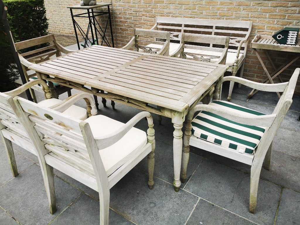 Set tuinmeubelen in teak, Tuin en Terras, Ophalen, Gebruikt, Rechthoekig, Teakhout