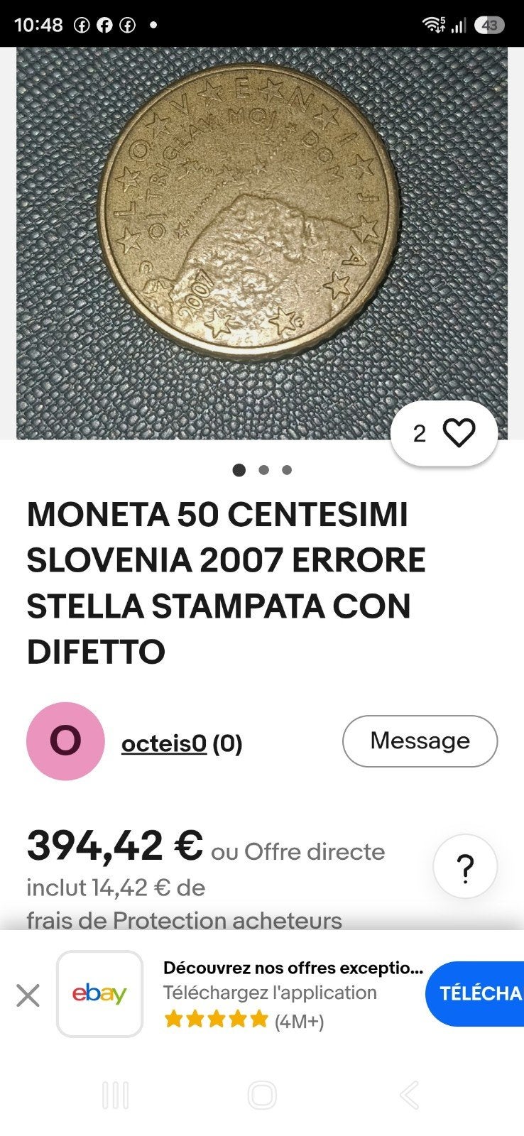piece " rare " 50 centimes Slovenia, Enlèvement ou Envoi