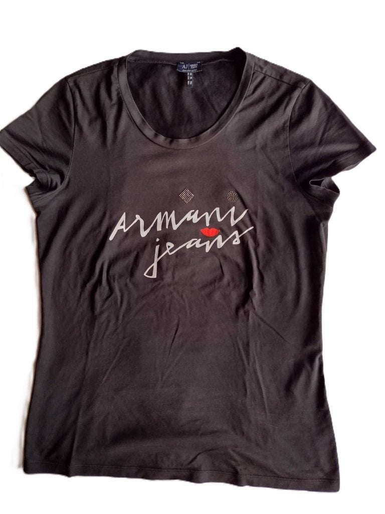 AJ T-Shirt Zwart-IT 46 / EU 40, Kleding | Dames, T-shirts, Verzenden, Zwart, Korte mouw, Gedragen