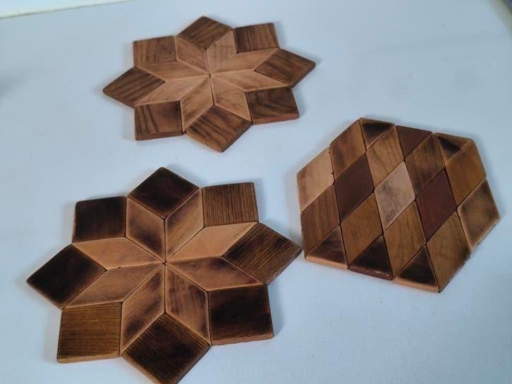 Retro houten onderzetters, Enlèvement ou Envoi