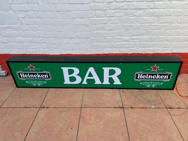 Grote reclame lichtbak Heineken BAR, Ophalen, Gebruikt, Lichtbak of (neon) lamp