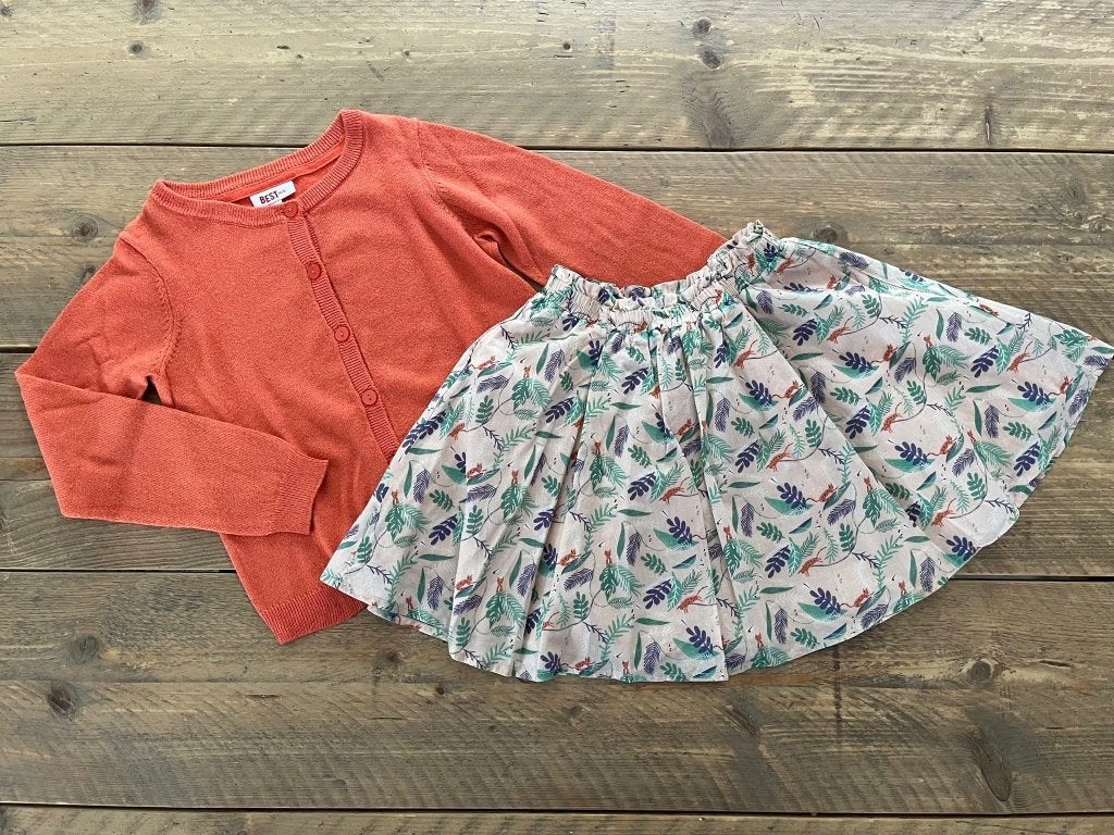 JBC - LIMON rok + oranje vest/cardigan 128, Kinderen en Baby's, Ophalen of Verzenden, Limon, Meisje, Setje