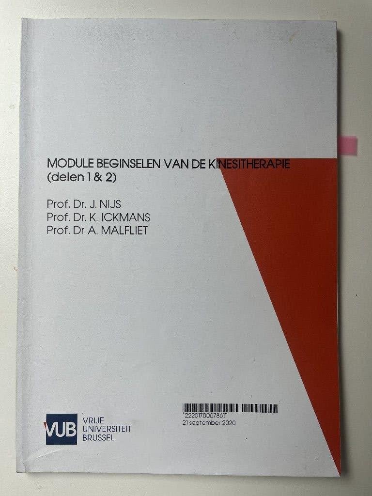VUB Module beginselen van de kinesitherapie (delen 1&2), Boeken, Ophalen of Verzenden, Zo goed als nieuw, Jo Nijs