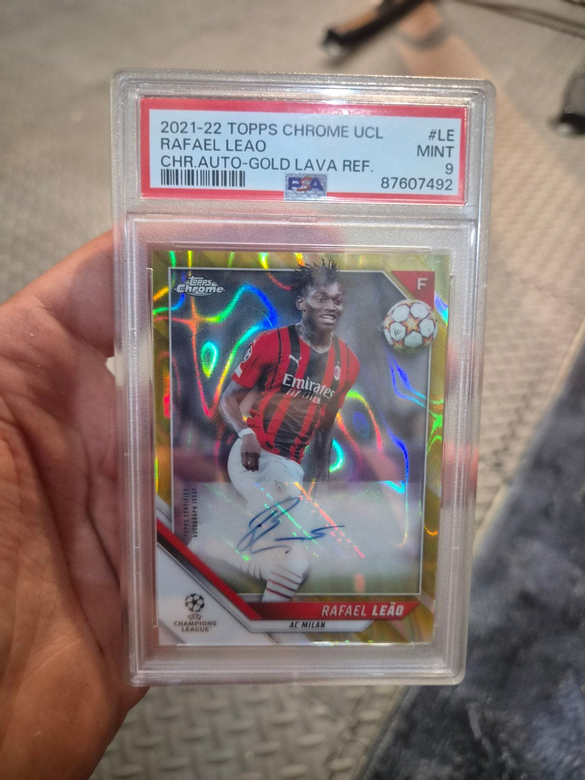 CA-LE gold lava refractos topps chrome Leao signed, Verzamelen, Sportartikelen en Voetbal, Ophalen, Zo goed als nieuw, Spelerskaart