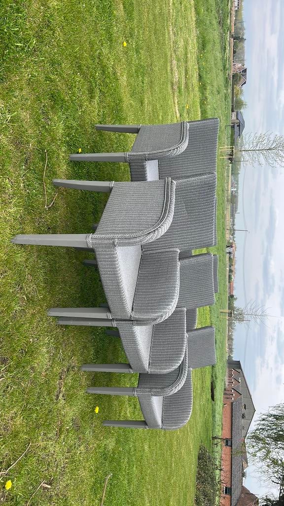 6 stoelen vincent sheppard, Huis en Inrichting, Stoelen, Ophalen, Gebruikt, Riet of Rotan, Grijs