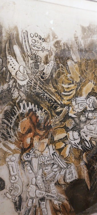 Gravure Rene Mels « Les condaminés II » signé/cadre, Eau-forte, Enlèvement ou Envoi, 1950 - 1999, 80 cm