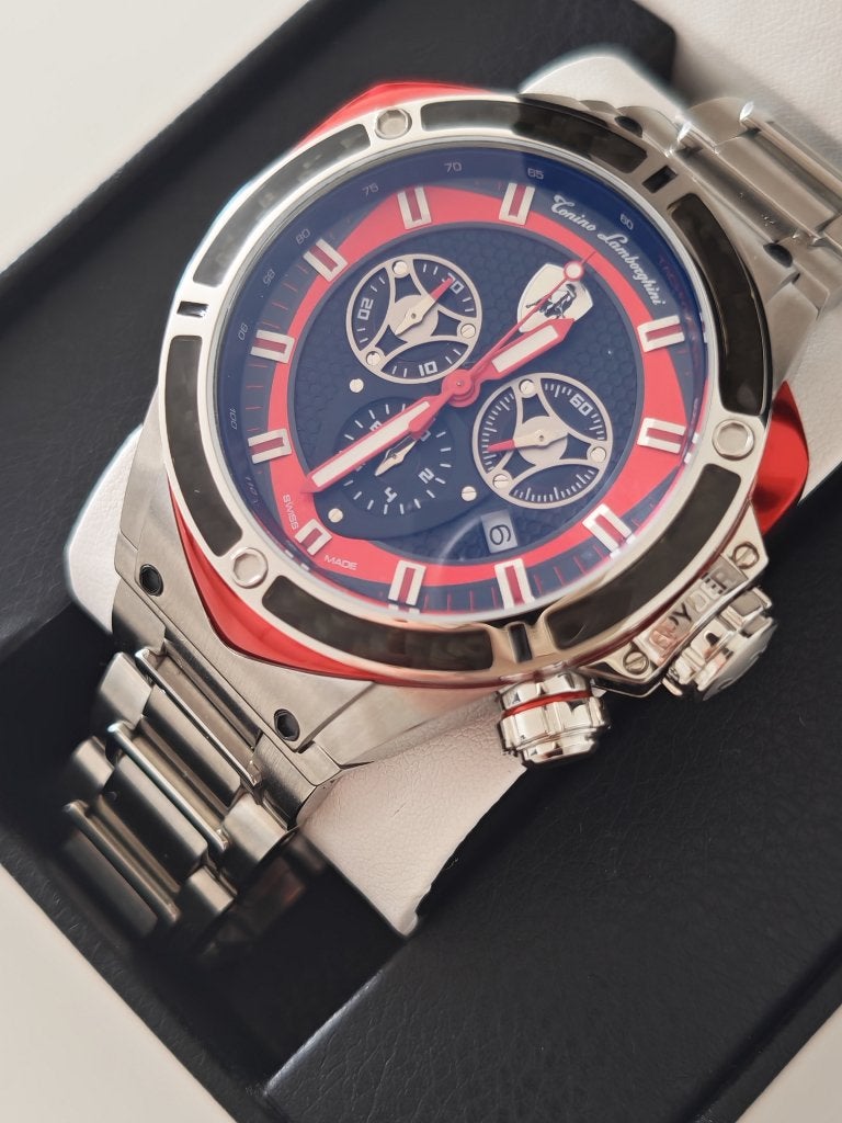 Tonino Lamborghini Spyder chronograaf - NIEUW, Bijoux, Sacs & Beauté, Autres marques, Enlèvement ou Envoi, Acier, Acier