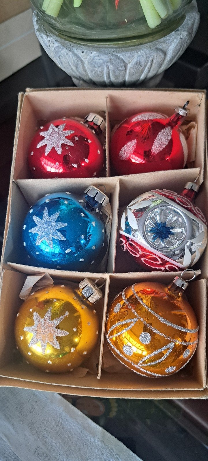 6 vintage kerstballen, Ophalen of Verzenden