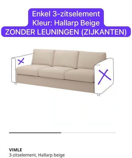 Zetel VIMLE 3-zits deel - zeer goede staat, Huis en Inrichting, Ophalen, Zo goed als nieuw