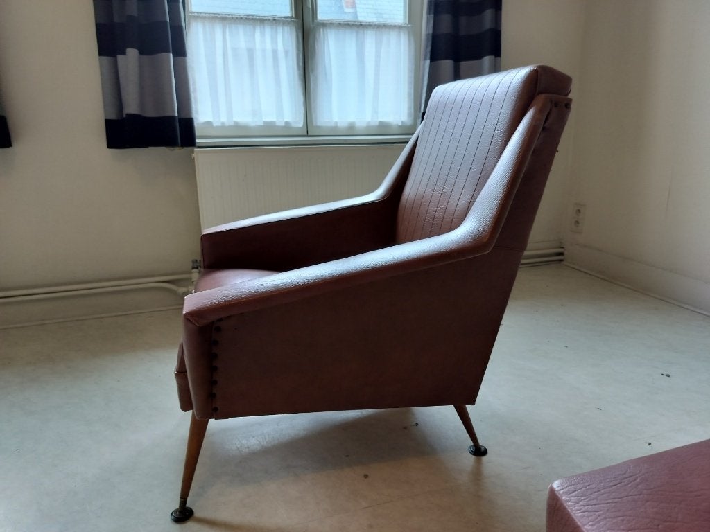 Vintage fauteuils 1950/60 Spindelpoten - 2 retro zetels, Huis en Inrichting, Fauteuils, Ophalen