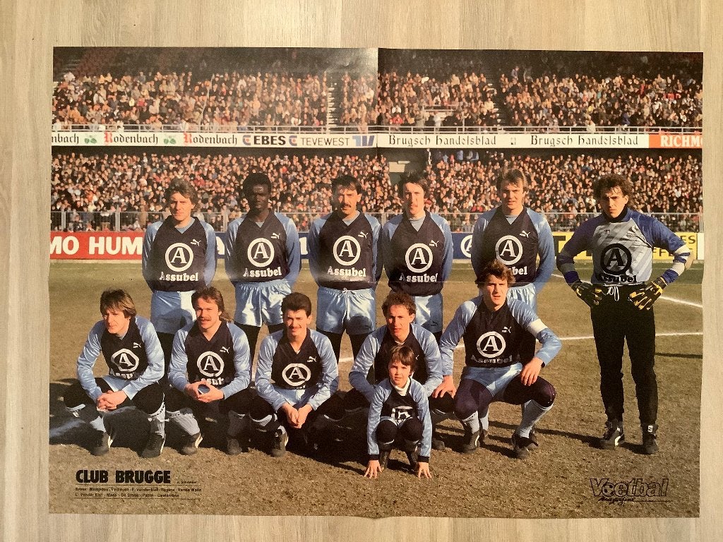 Poster Club Brugge Jaren 80, Ophalen of Verzenden, Zo goed als nieuw, Poster, Plaatje of Sticker