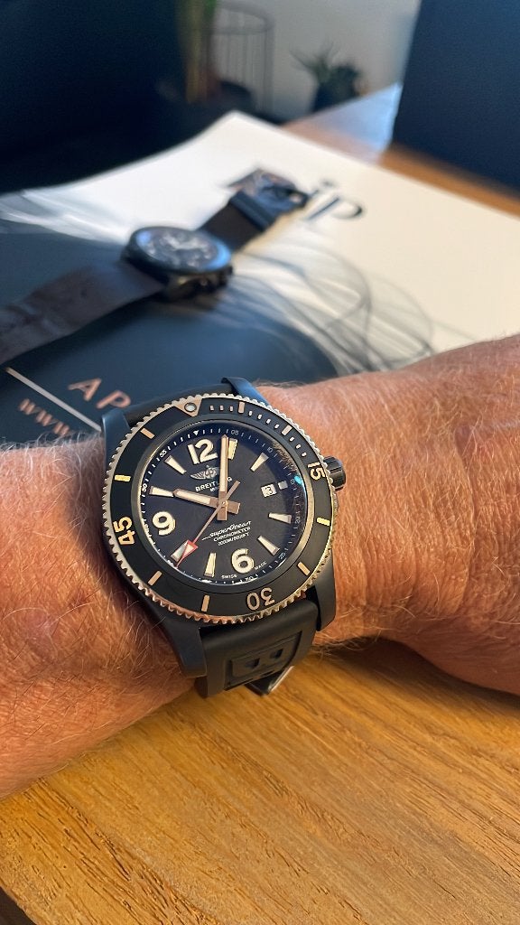Breitling superocean 46 rose gold, Handtassen en Accessoires, Horloges | Heren, Ophalen, Breitling, Polshorloge, Kunststof
