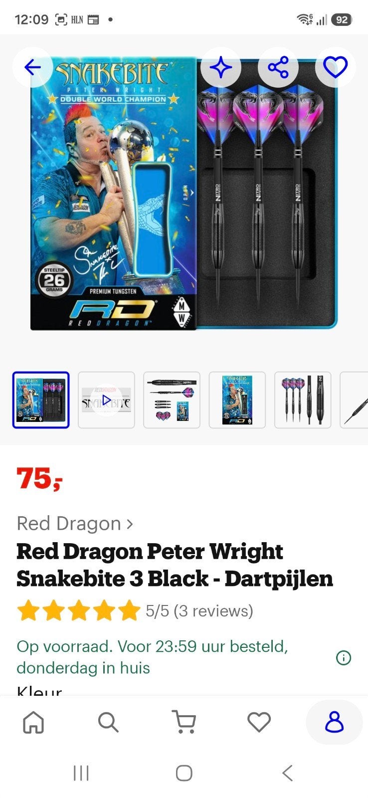 Darts Case met 9 darts pijlen, 3 pijlen peter Wright ., Ophalen, Zo goed als nieuw, Pijlen