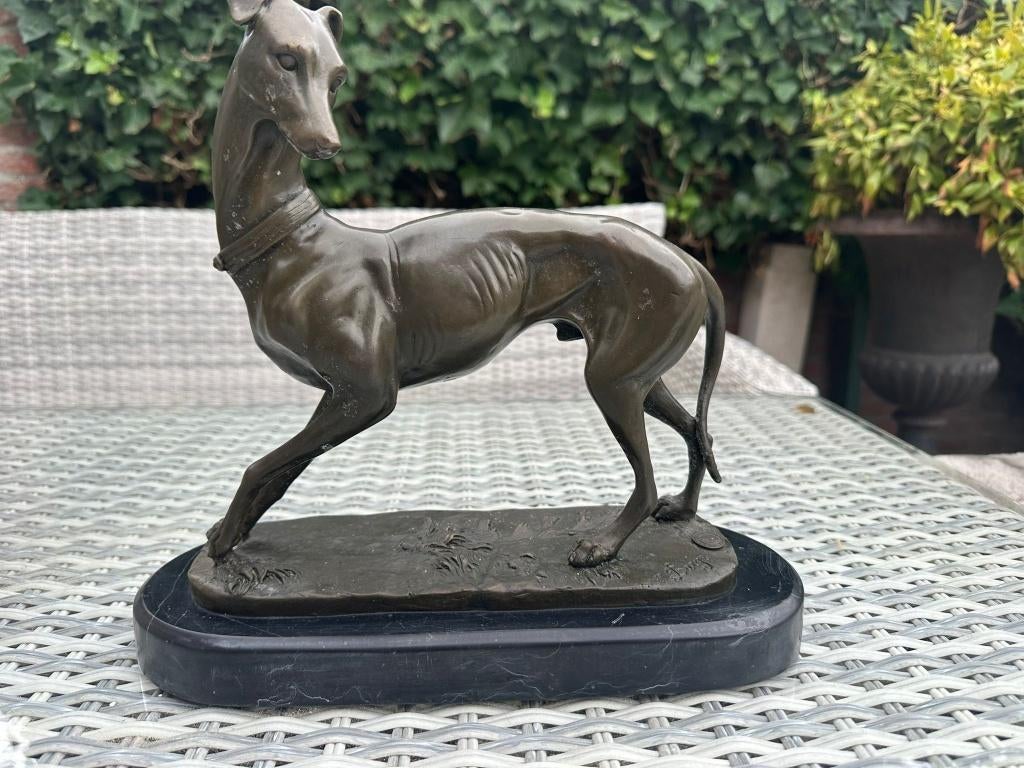 brbronzen sculptuur greyhound hond windhond galgo, Antiek en Kunst, Ophalen of Verzenden