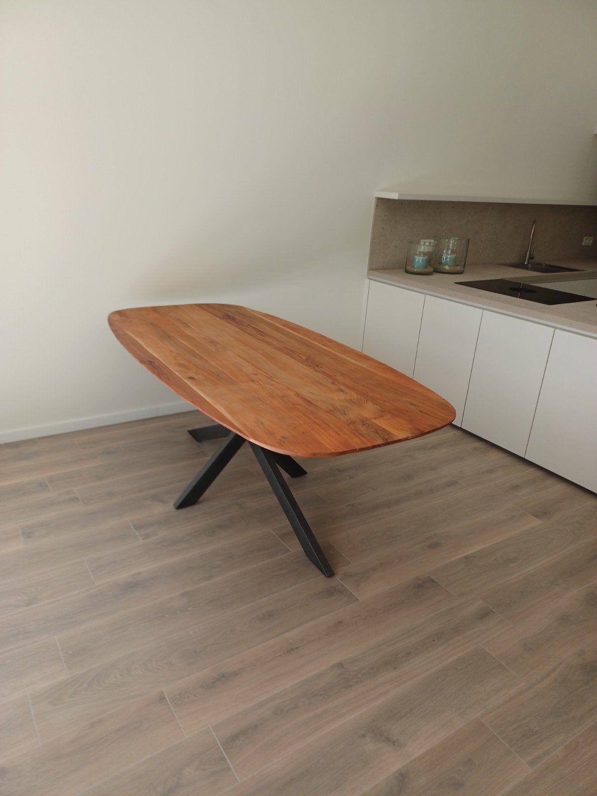 Acacia houten tafel, Deens model, 6-8 persoons, Ophalen, 100 tot 150 cm, Vijf personen of meer, Ovaal