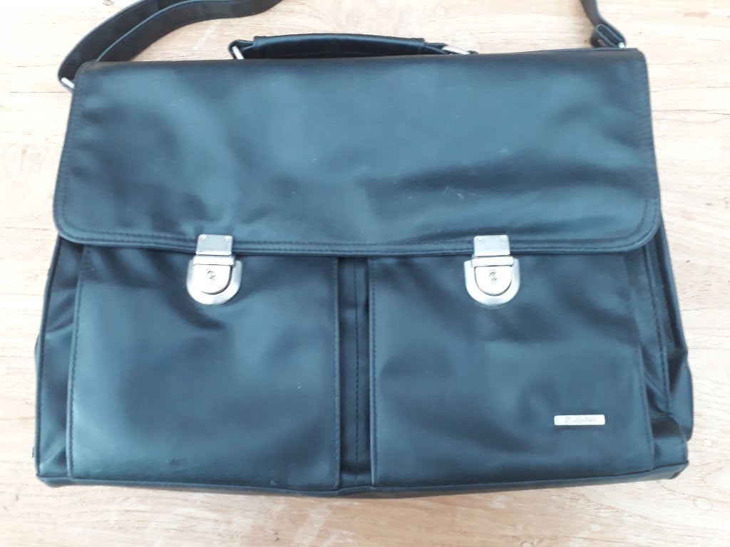 zwarte boekentas, Ophalen, 30 tot 40 cm, Zwart, Aktetas of Boekentas