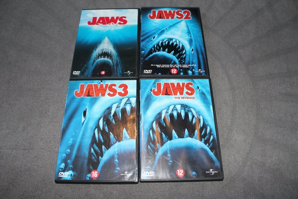 DVD Jaws 1, 2, 3 en 4 The Revenge, Vanaf 16 jaar, Ophalen of Verzenden, Gebruikt, Monsters