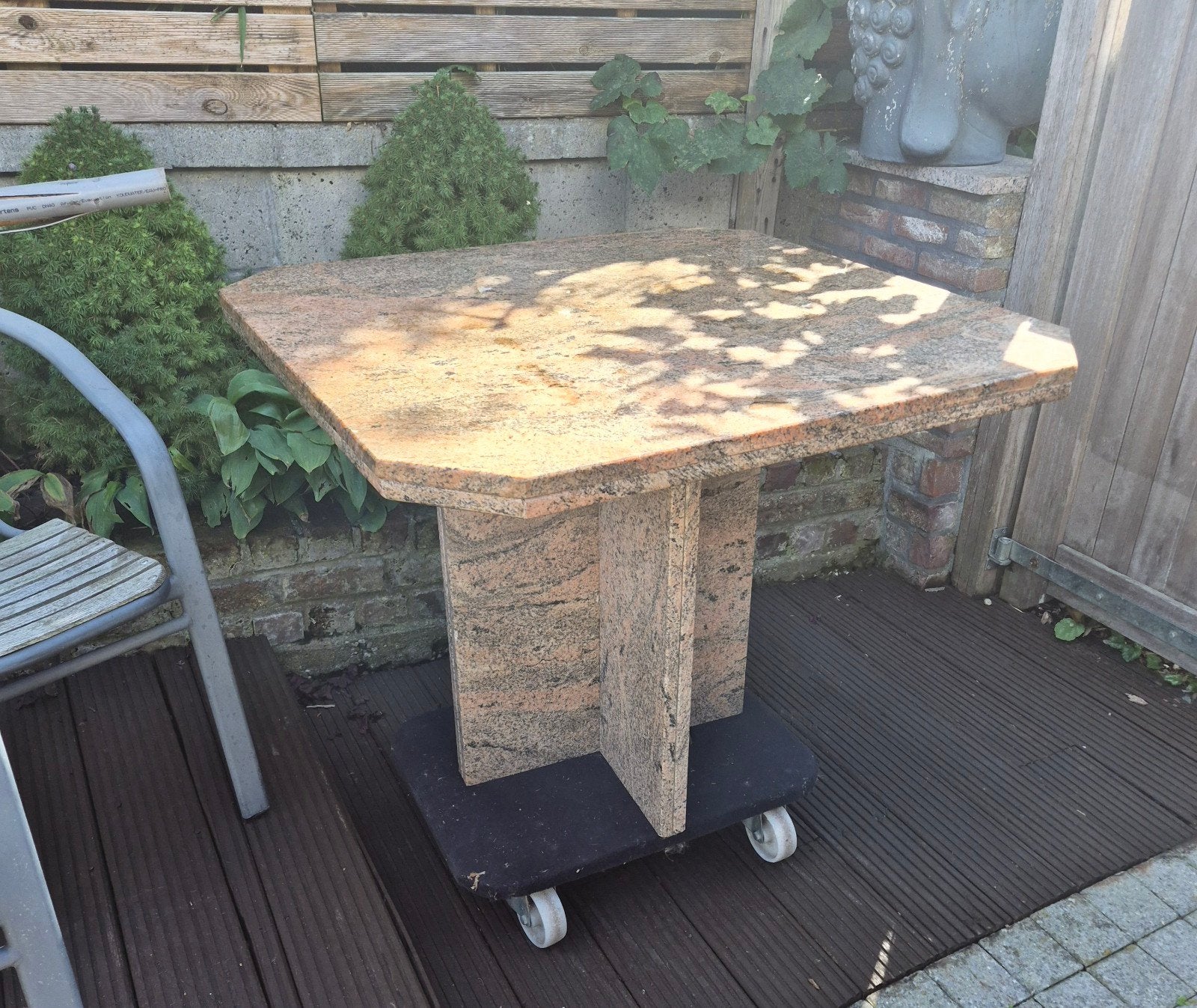Granieten tafel 90x90cm, Ophalen, Zo goed als nieuw, Vierkant, Overige materialen
