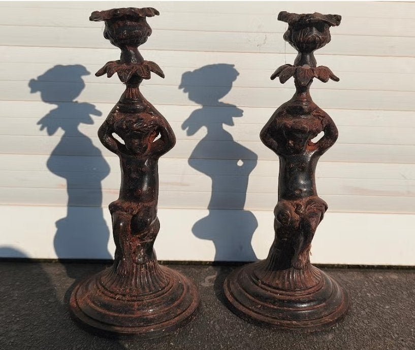 Paire de bourgeois en metal, Antiek en Kunst, Kunst | Overige Kunst, Ophalen of Verzenden
