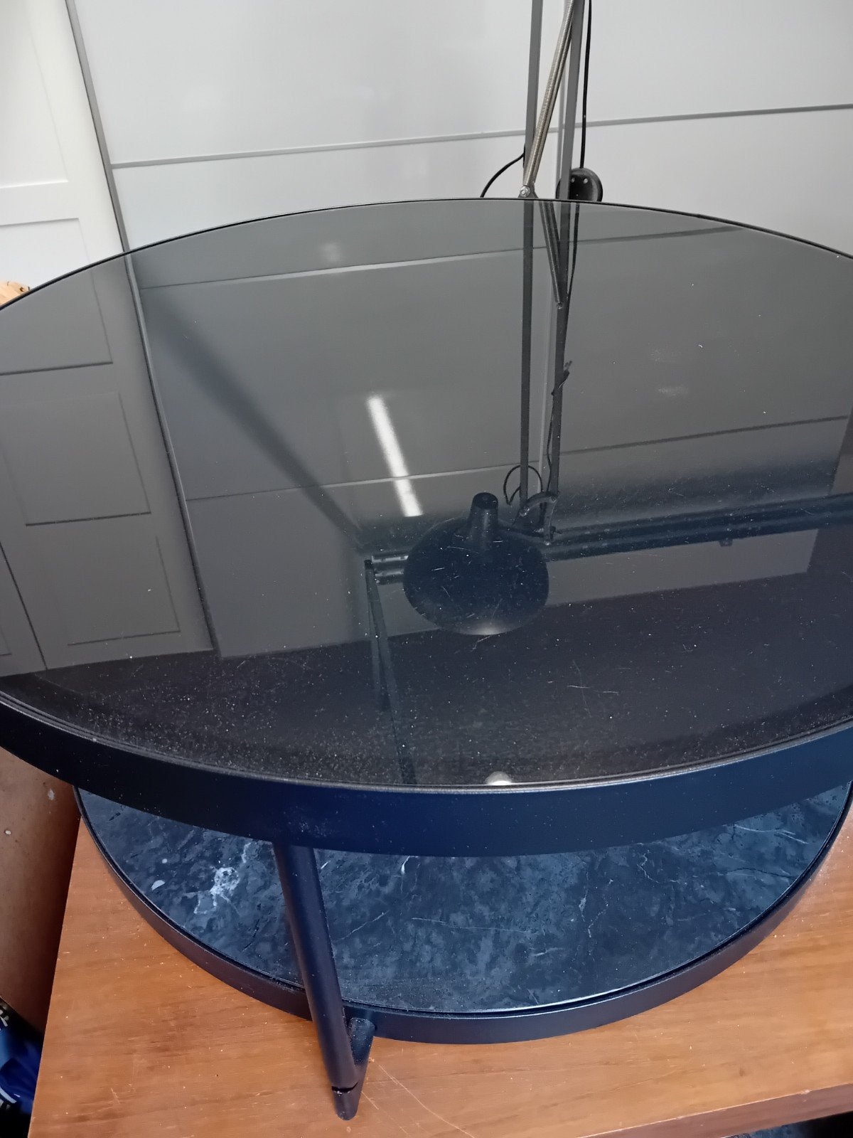 Salontafel ikea frötorp, 88cm, marmer en glas en antraciet., Ophalen, 50 tot 100 cm, 50 tot 100 cm, Zo goed als nieuw