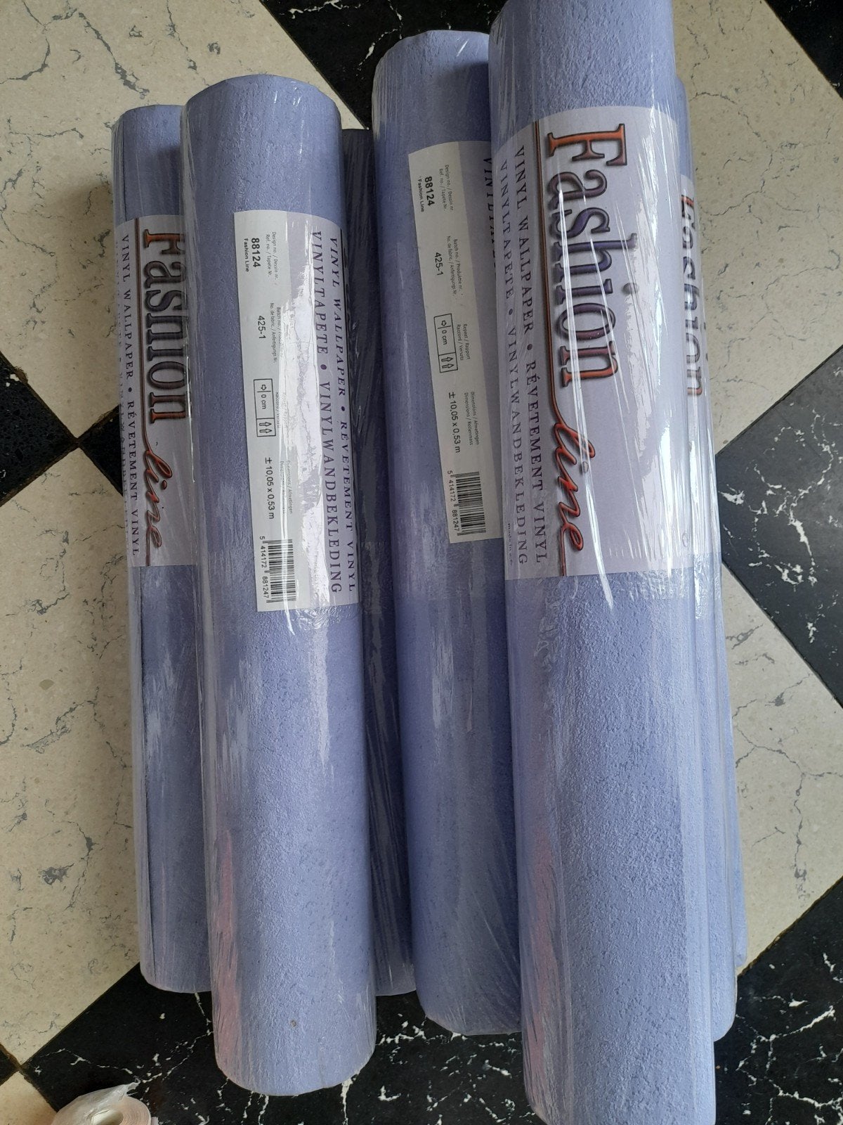 8rollen vinylcoating met blauwe reliëf, Ophalen, Blauw