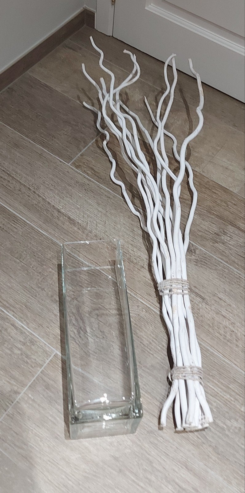 GRAND VASE + FAGOT EN BOIS BLANC, Maison & Meubles, Enlèvement, Blanc, Bois