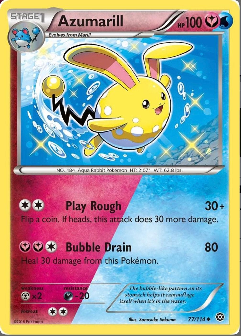 2016 Pokemon X Y Azumarill steam siege - PSA9, Ophalen, Nieuw