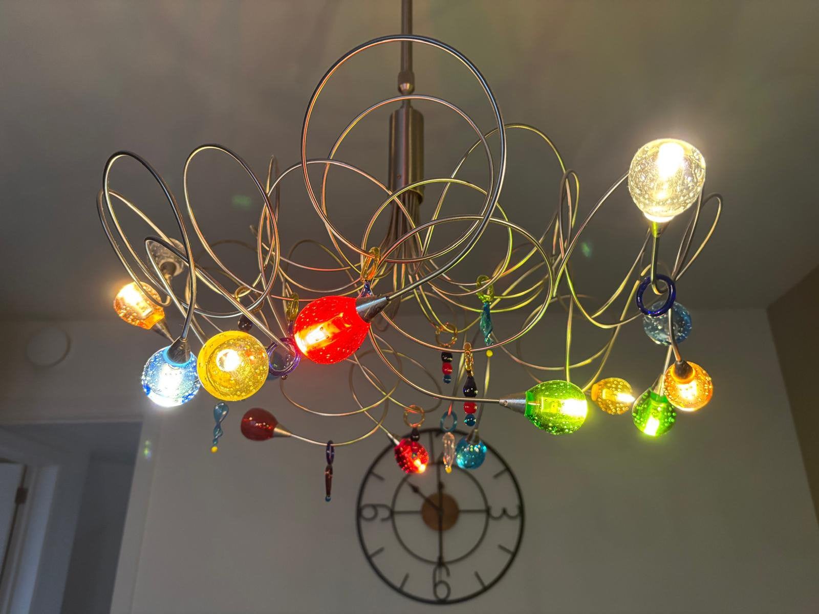 vintage design hanglamp 80cm, Ophalen, Gebruikt, Glas