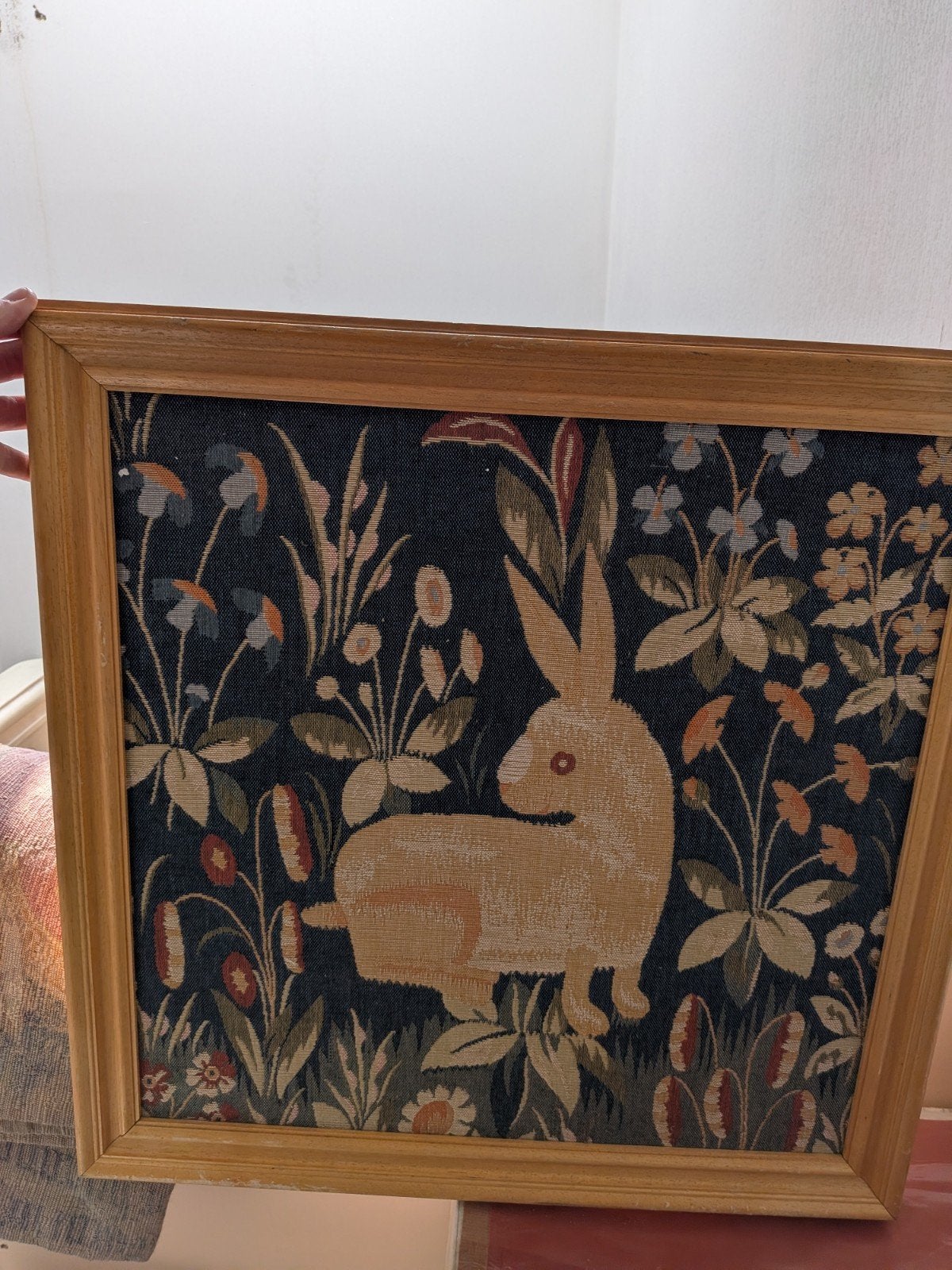 Vintage gobelin kader konijn, Antiek en Kunst, Ophalen, Vintage