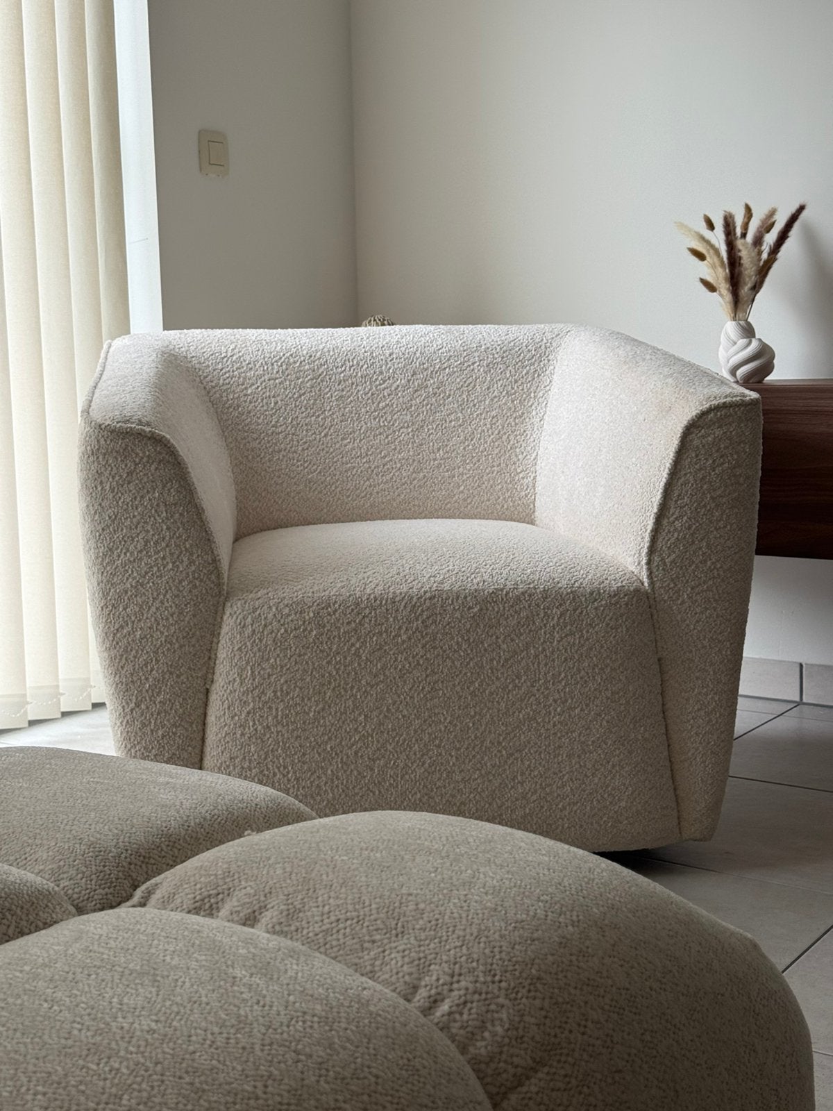 Luxe bouclé design fauteuil | nieuw | Draaibaar, Maison & Meubles, Enlèvement, Neuf, Tissus