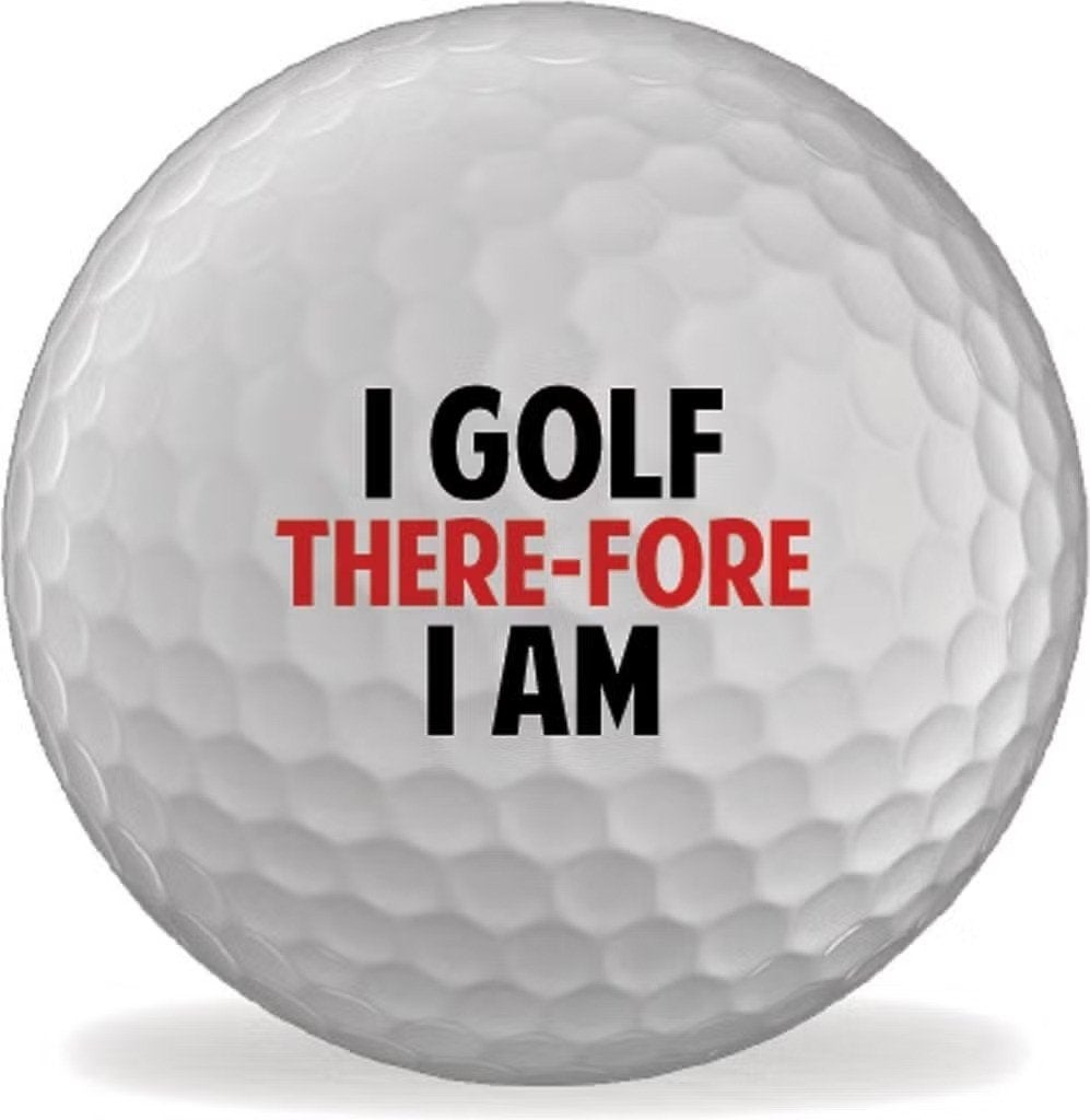 Golfballen bedrukt - I Golf There-Fore I Am - set van 3, Sports & Fitness, Enlèvement ou Envoi, Neuf, Set, Autres marques