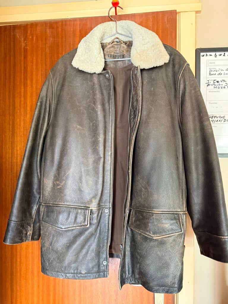 Veste véritable cuir trappeur, Ophalen of Verzenden, Gedragen