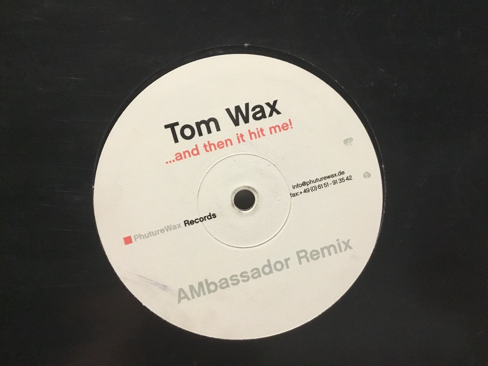 Tom Wax. …And Then It Hit Me. 10” White Label, Cd's en Dvd's, Vinyl | Dance en House, Ophalen of Verzenden, Zo goed als nieuw