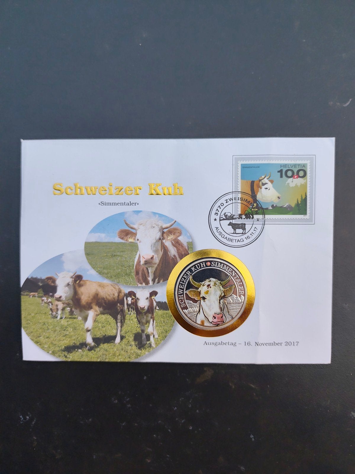 Enveloppe Numismatique Suisse 2017 – Vache de race Simmental, Timbres & Monnaies, Timbres | Accessoires, Enlèvement ou Envoi