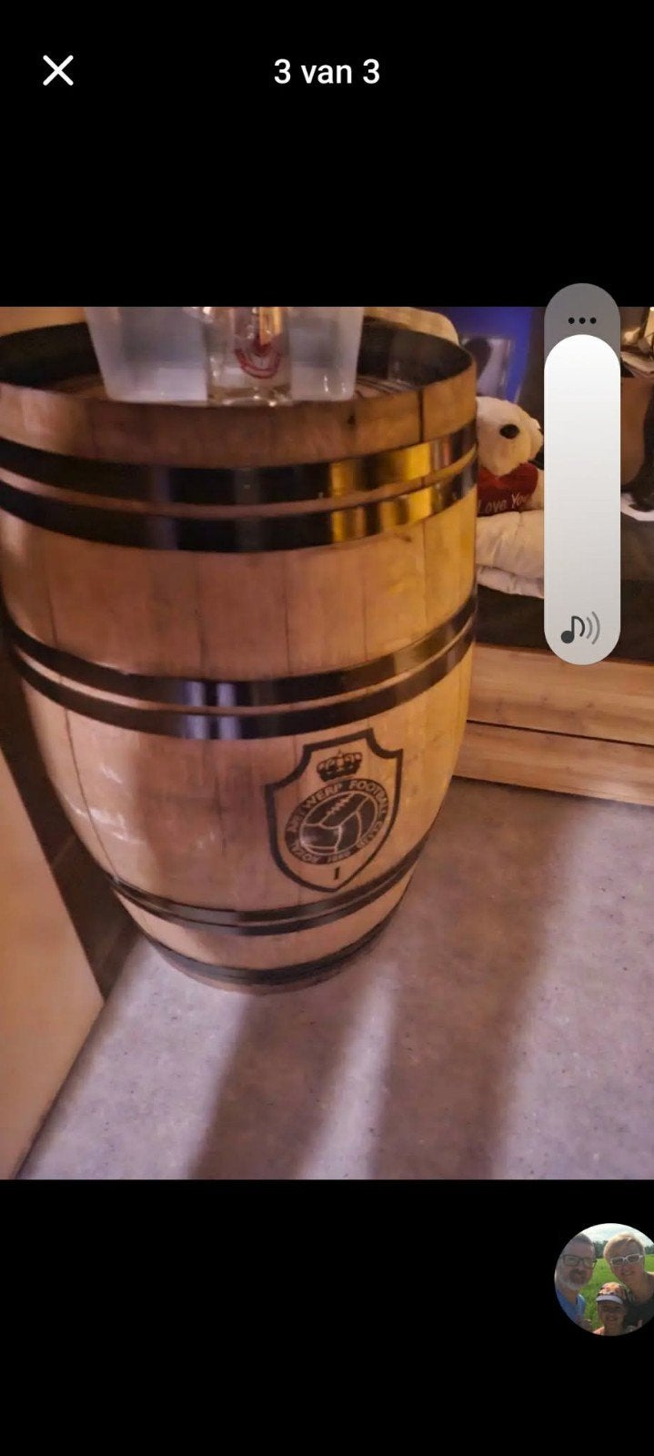 Prachtig eikenhouten vat met officieel Royal Antwerp FC logo, Ophalen