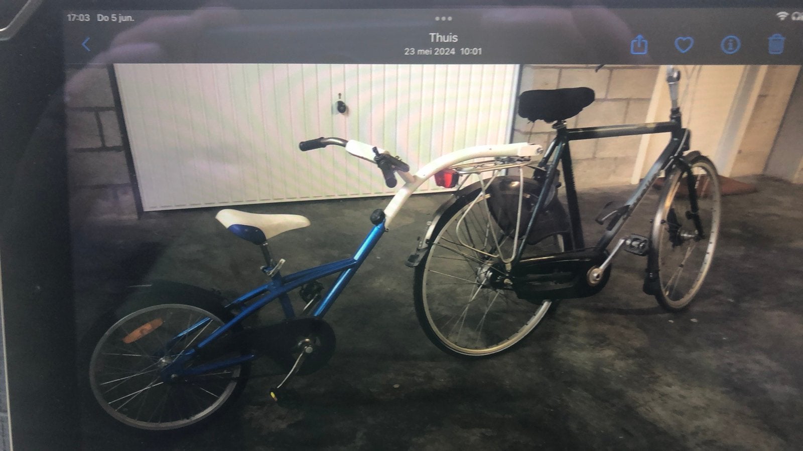Fiets met aanhangfiets merk Gazelle., Fietsen en Brommers, Ophalen, Gebruikt, Aanhangfiets