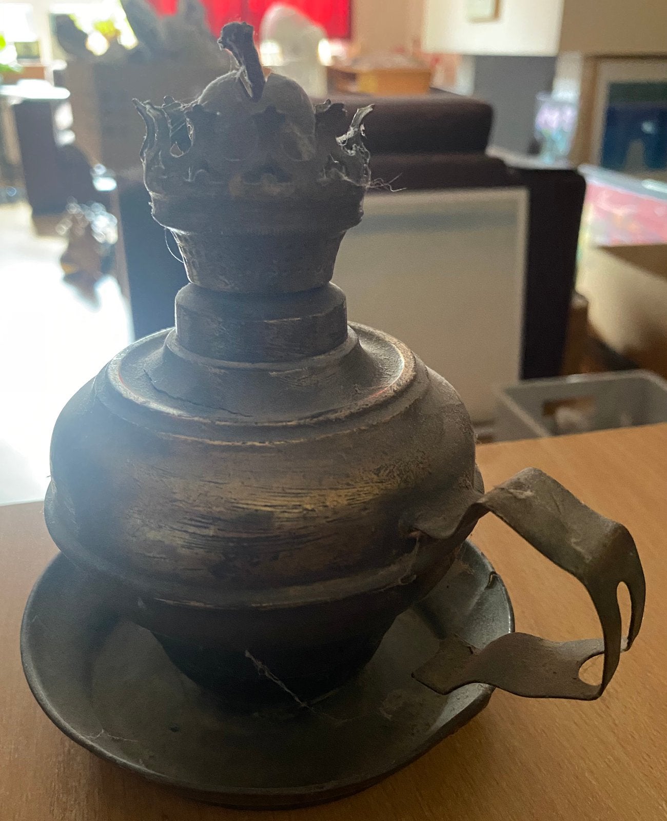 Vintage koperen gaslamp, Ophalen