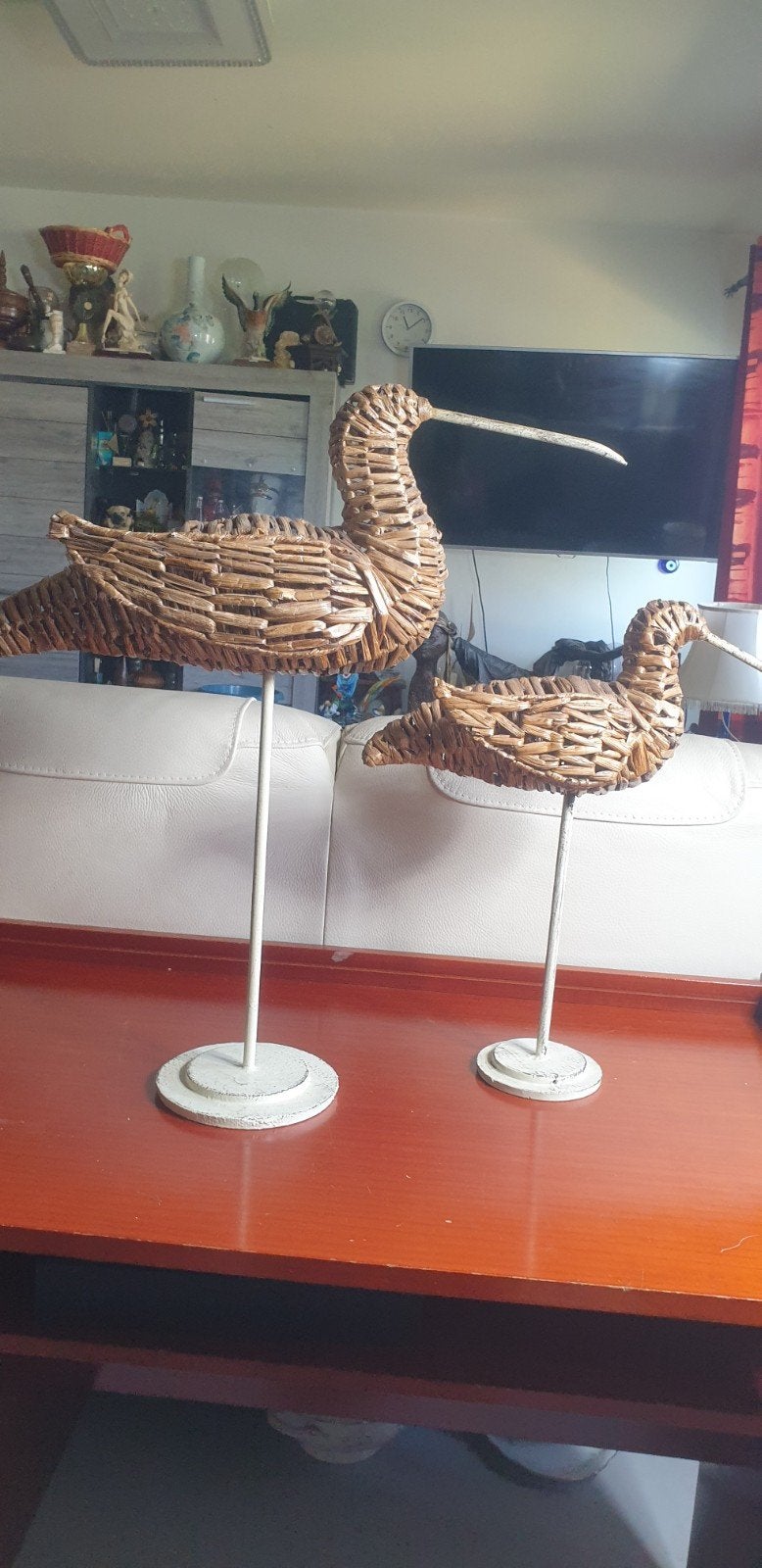 Seagrass Woven Sand Piper Bird Metal Stand, Enlèvement