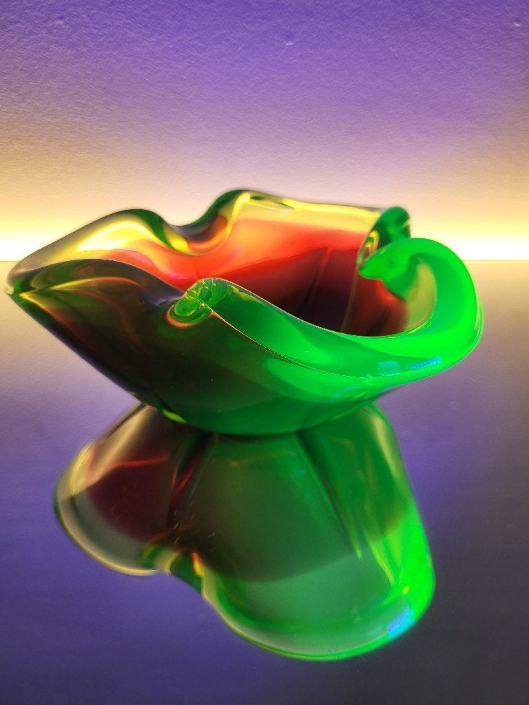 Murano schaaltje, Flavio Poli, uranium glas, Antiek en Kunst, Ophalen of Verzenden